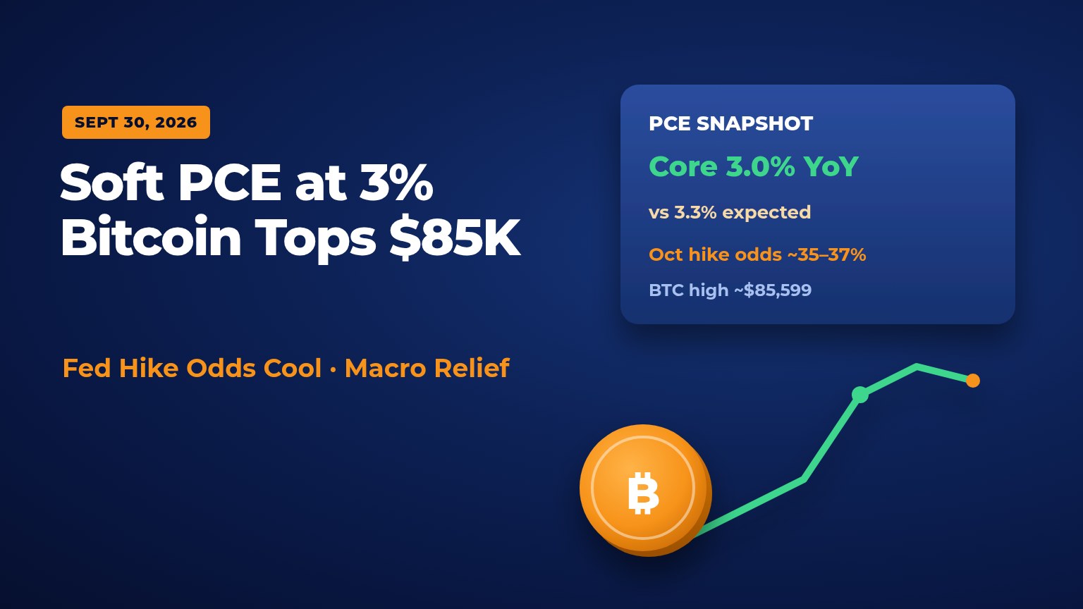 Soft PCE inflation cools Fed odds: Bitcoin briefly tops $85K on Sept 30 2026