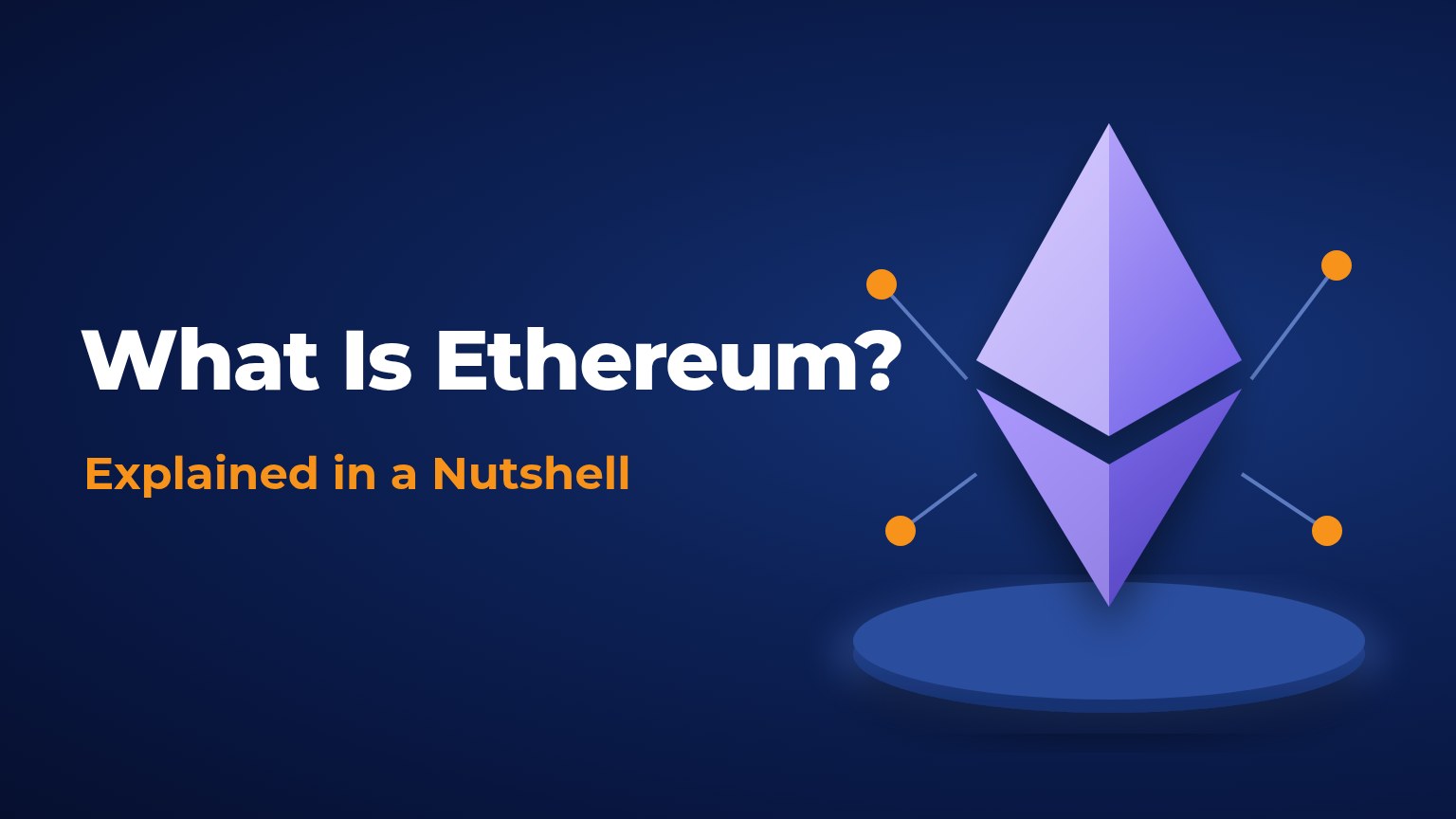 What is Ethereum: ETH diamond on a glowing network platform