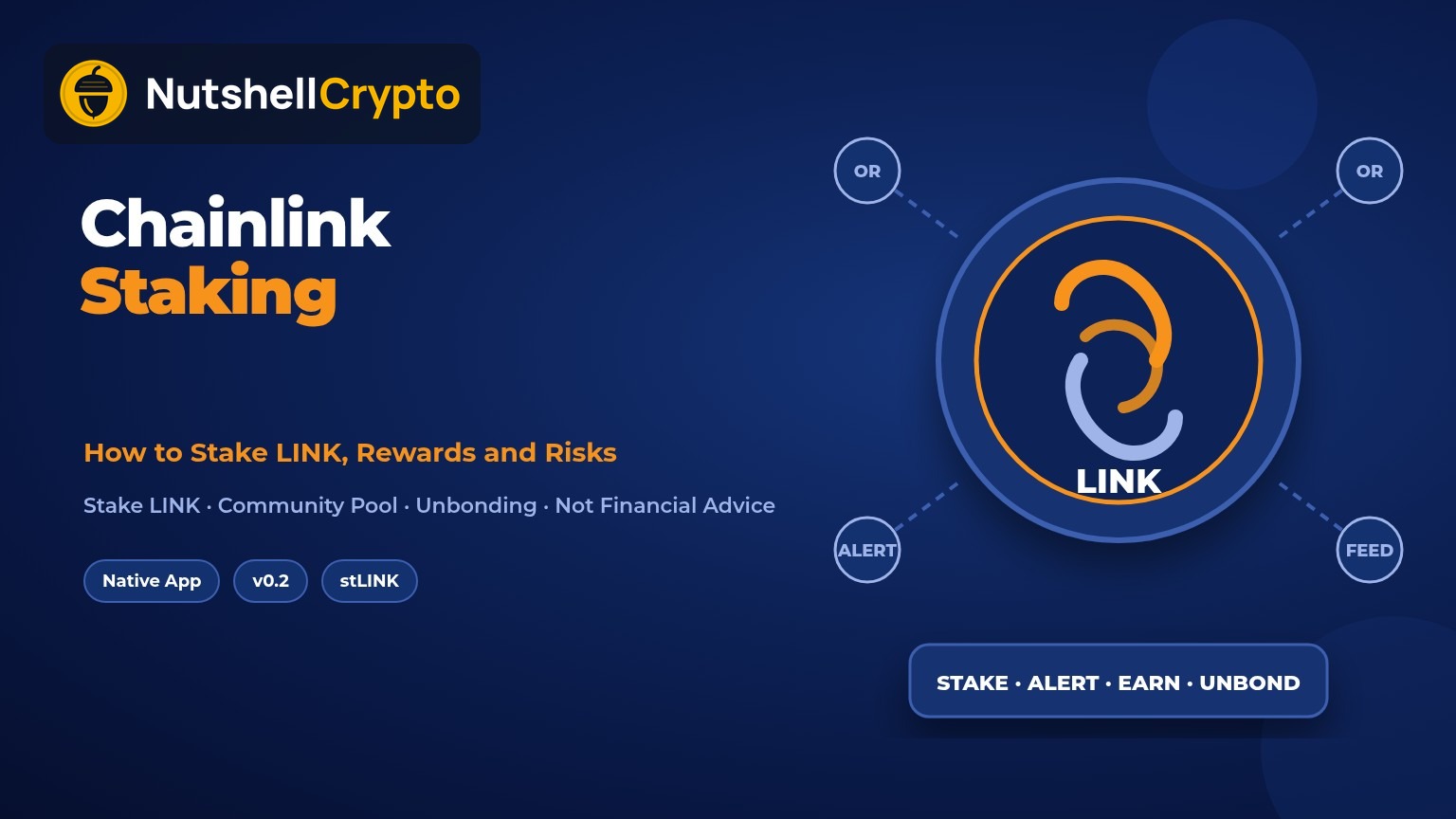 Chainlink staking guide, how to stake LINK on staking.chain.link with rewards and risks, NutshellCrypto logo