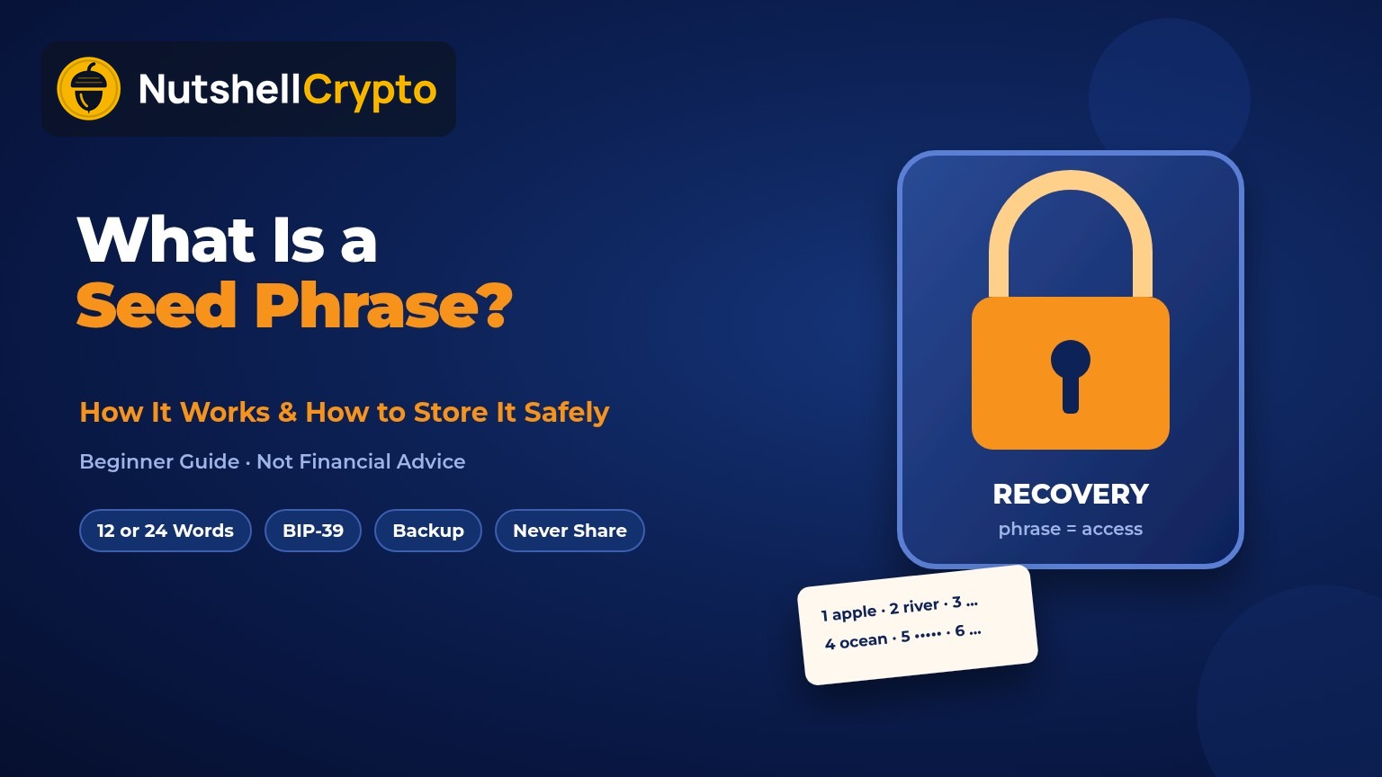 What is a seed phrase: 12 or 24 word crypto wallet recovery phrase explained, NutshellCrypto logo