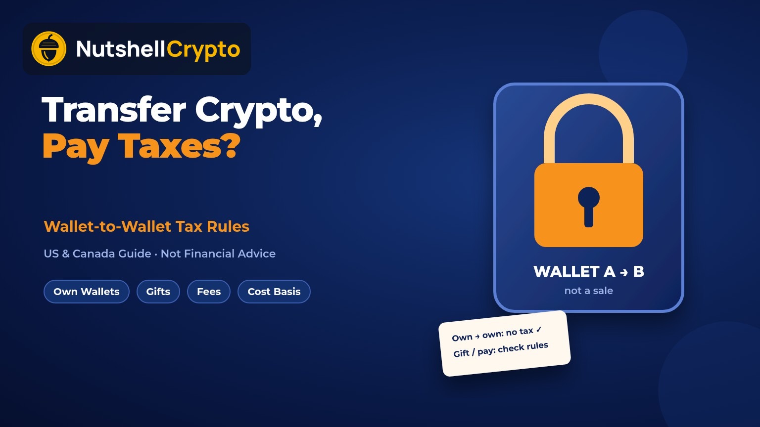 If I transfer crypto do I pay taxes: wallet to wallet transfer rules for US and Canada, NutshellCrypto logo